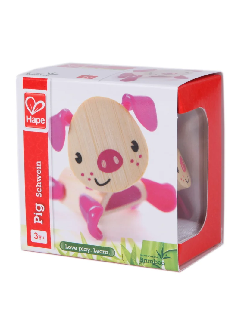 هيب Hape Mini-Mals Pig Bamboo Animal Figure for Kids 3Y+, Small Wooden Farm Animal Toy for Pretend Play, Animal Recognition, Creative Storytelling & Imaginative Play