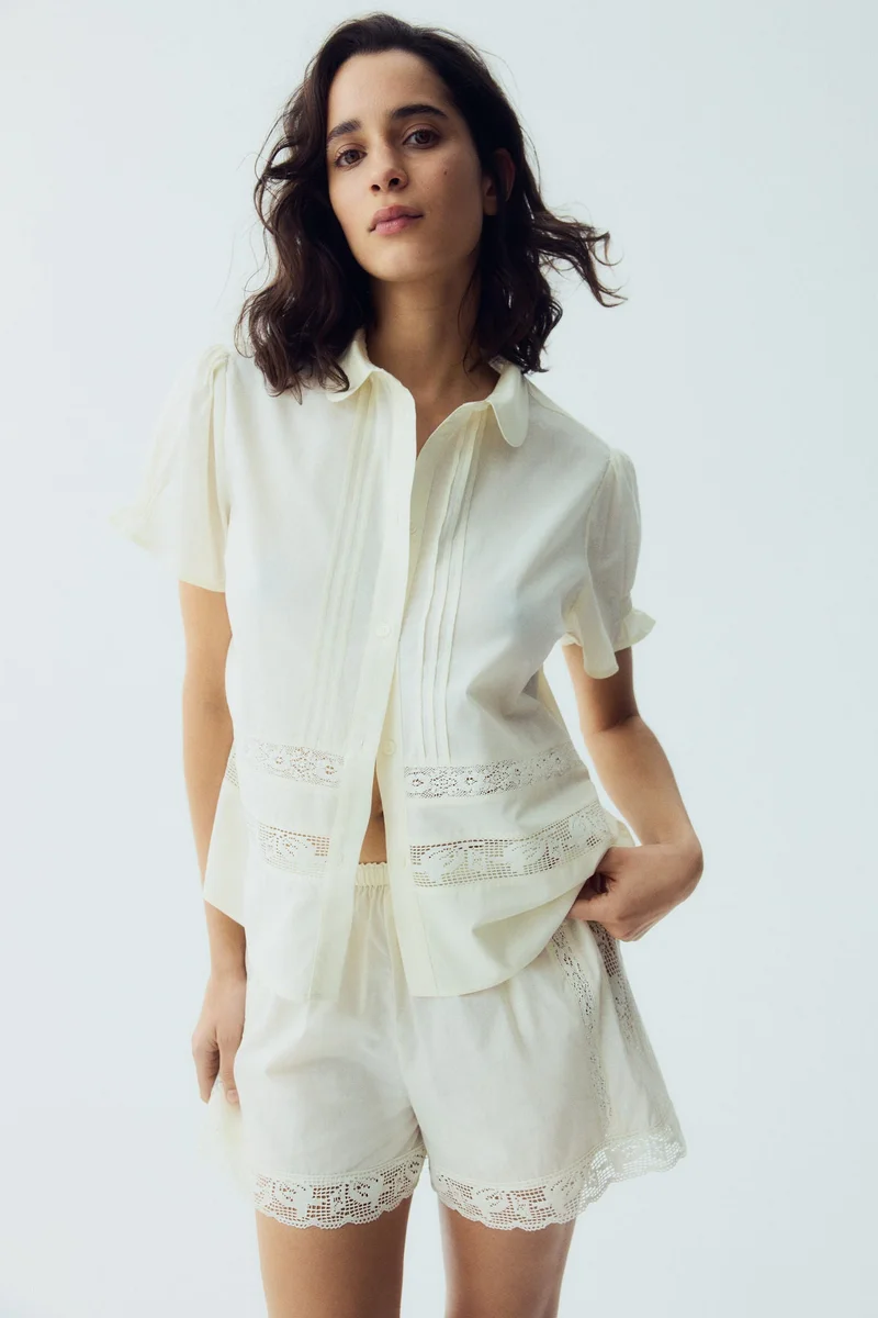 H&M Lace-inset cotton pyjamas