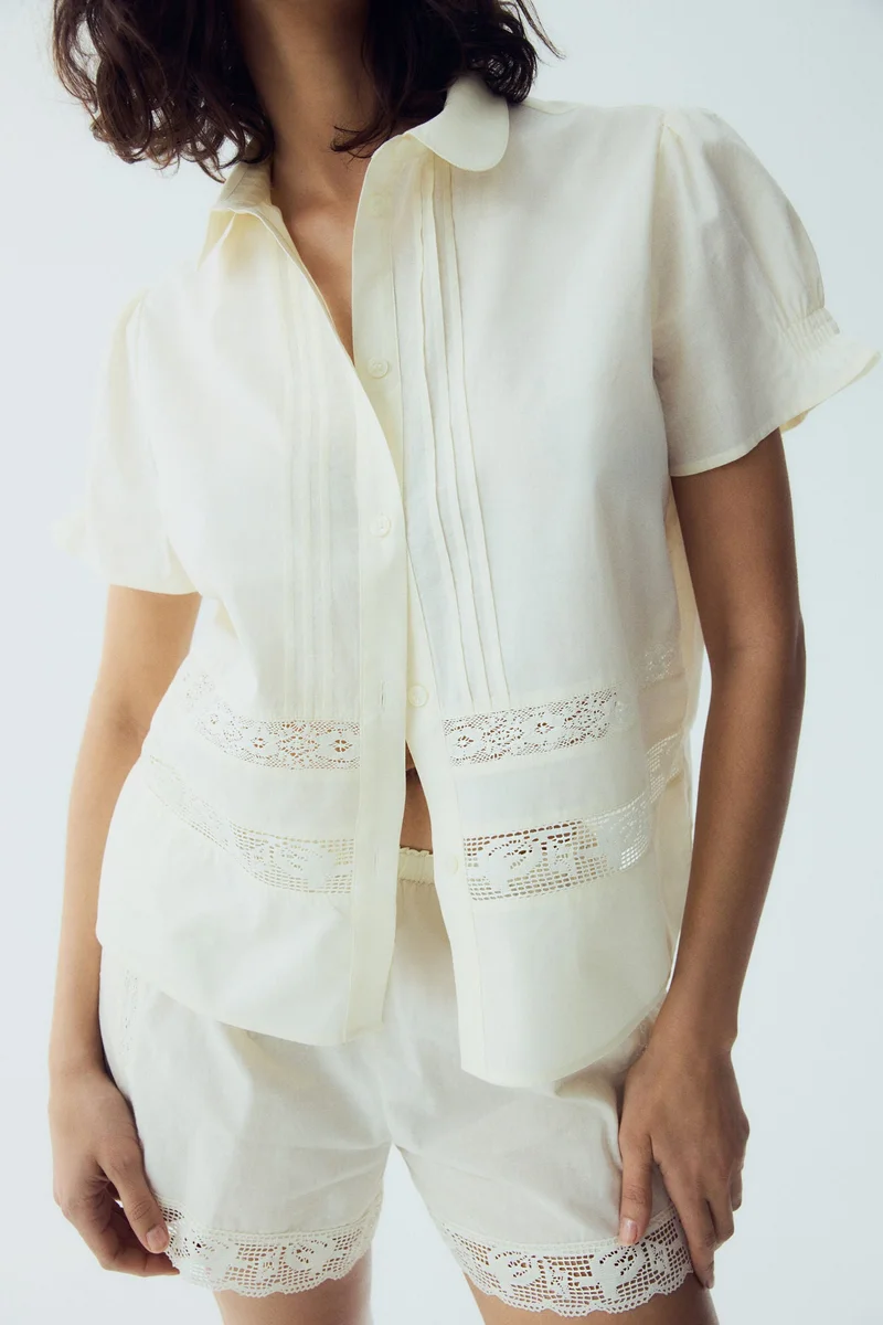 H&M Lace-inset cotton pyjamas