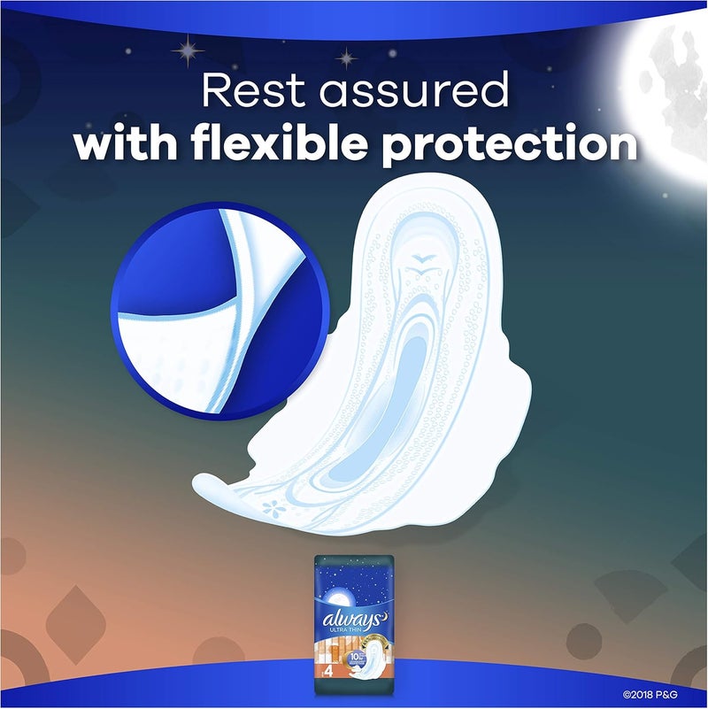 Always Ultra Thin Overnight Feminine Pads with Wings, Size 4, Unscented, 28 Count - Image 5