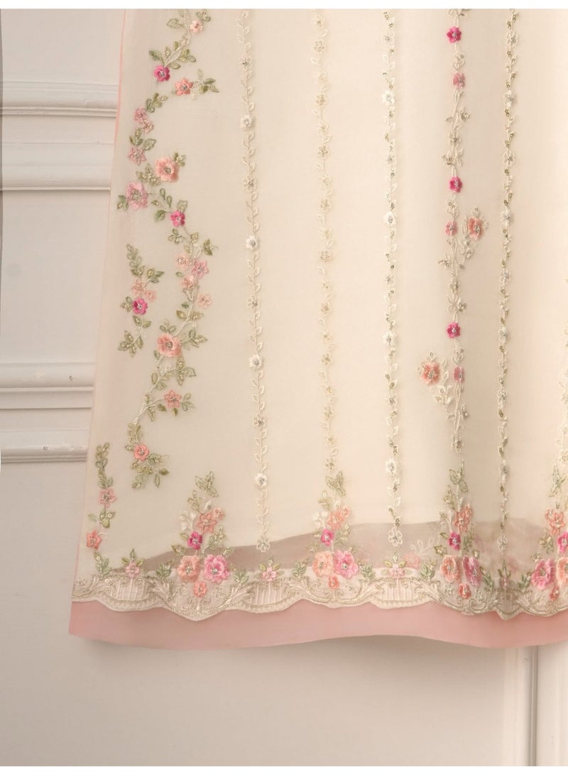 أغا نور طقم بدلة مطرزة من الأورجانزا النقية 3 قطع - Image 5