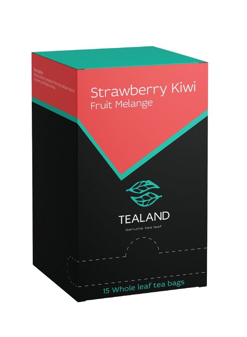 Tealand 15 Sachet Box Strawberry Kiwi  Malty & Rich 100% Natural Ingredients Antioxidants Rich Helps Destress - Soothing & Calming Tisane - Image 1