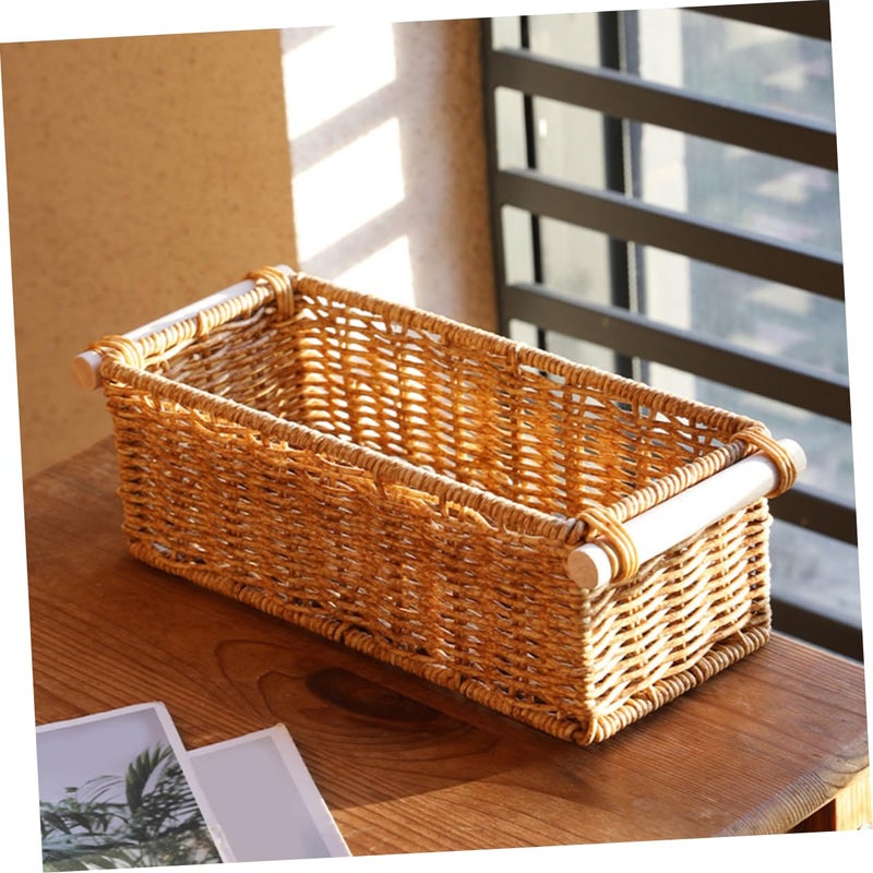Woven Rattan Storage Basket Organizer Bin 25X8X6 Cm - Image 5