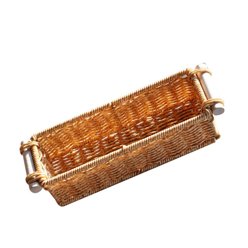 Woven Rattan Storage Basket Organizer Bin 25X8X6 Cm - Image 2