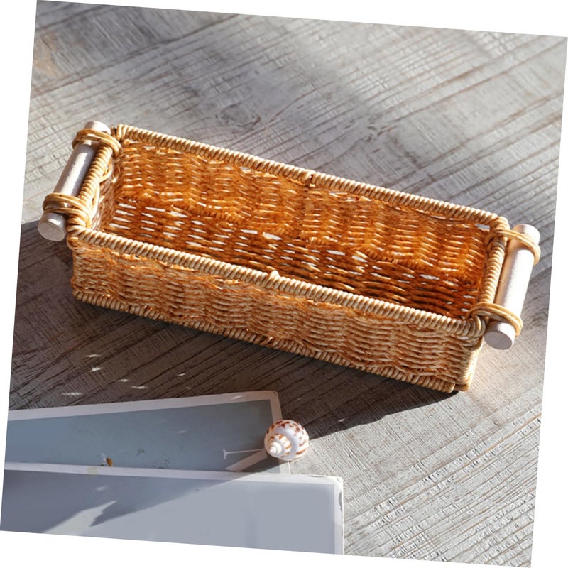 Woven Rattan Storage Basket Organizer Bin 25X8X6 Cm - Image 4