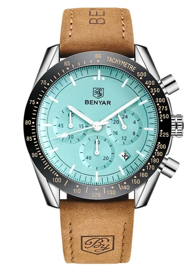 BENYAR BY BENYAR Watch for Men Analog Quartz Chronograph Waterproof Luminous Designer Mens Wrist Watches Business Work Sport Casual Dress Watch with Silicone Strap Elegant Gifts for Men