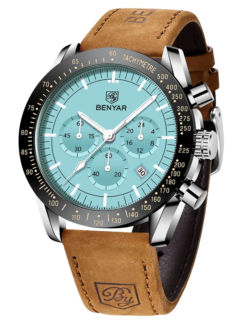 BENYAR BY BENYAR Watch for Men Analog Quartz Chronograph Waterproof Luminous Designer Mens Wrist Watches Business Work Sport Casual Dress Watch with Silicone Strap Elegant Gifts for Men
