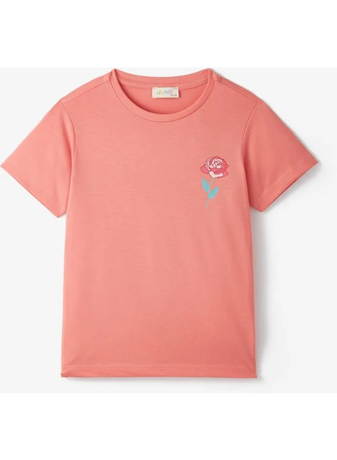 JUNE June Girl Short Sleeve 2-Pack Printed Tshirt Peach - Coral