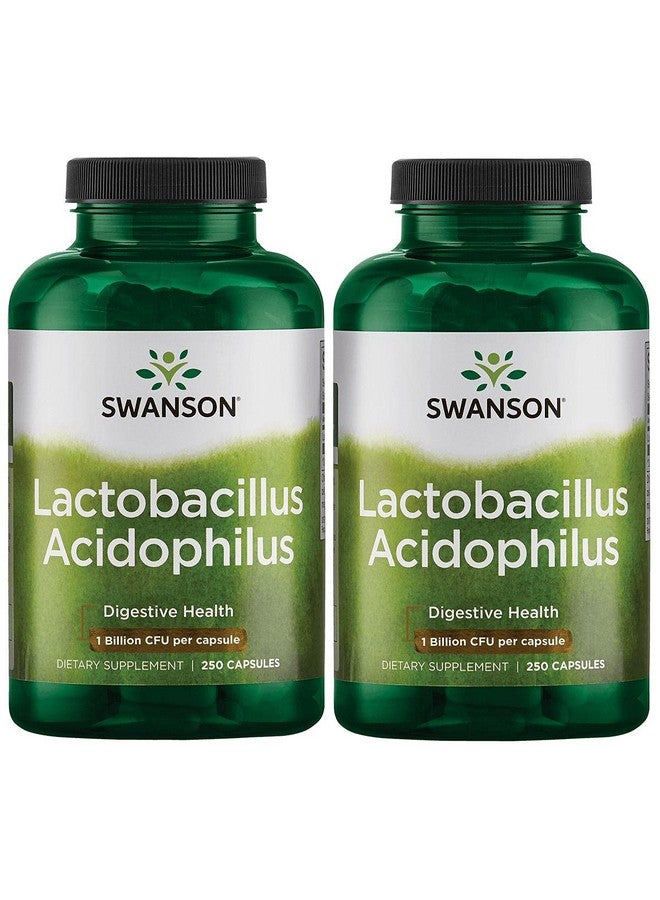 SWANSON Lactobacillus Acidophilus Probiotic Supplement Supporting Digestive Health With 1 Billion Cfu Per Capsule Promotes Bowel And Gi Tract Health (250 Capsules) 2 Pack - Image 1