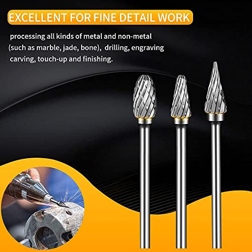 FOTYBEI Carbide Burr Set Compatible with Dremel Rotary Tool 10Pcs Die Grinder Bits Rotary File Rasp with 1/8" Shank Tool Accessories for Attachments Cutting Burrs Metal Grinding Engraving Porting Double Cut - Image 2
