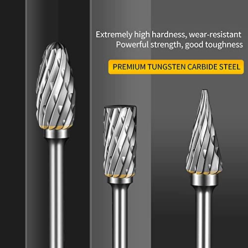 FOTYBEI Carbide Burr Set Compatible with Dremel Rotary Tool 10Pcs Die Grinder Bits Rotary File Rasp with 1/8" Shank Tool Accessories for Attachments Cutting Burrs Metal Grinding Engraving Porting Double Cut - Image 4