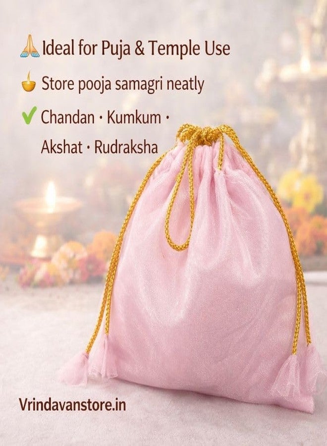 Vrindavanstore.in أكياس بوتلي من الأورجانزا الوردية للمجوهرات - عبوة من 24 قطعة | أكياس بوتلي برباط لتخزين المجوهرات والهدايا | أكياس أورجانزا قابلة لإعادة الاستخدام للخواتم والأقراط والأساور | المقاس 23 × 21 سم - Image 4