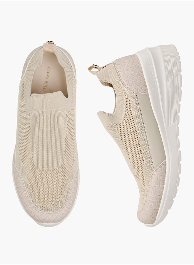 Flora Bella By Shoexpress Women's Textured Slip-On Sneakers with Pull Tab Detail  - Image 2