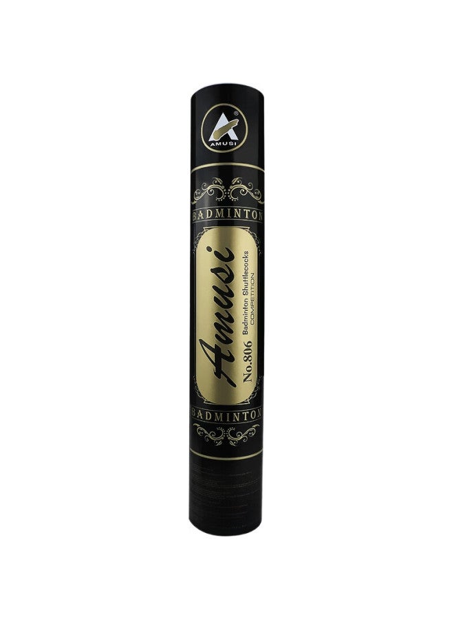 AMES Amusi Badminton Shuttlecocks, Durable Black Goose Feather, Competition Training, 1 Tube Of 12 Pieces - Image 3