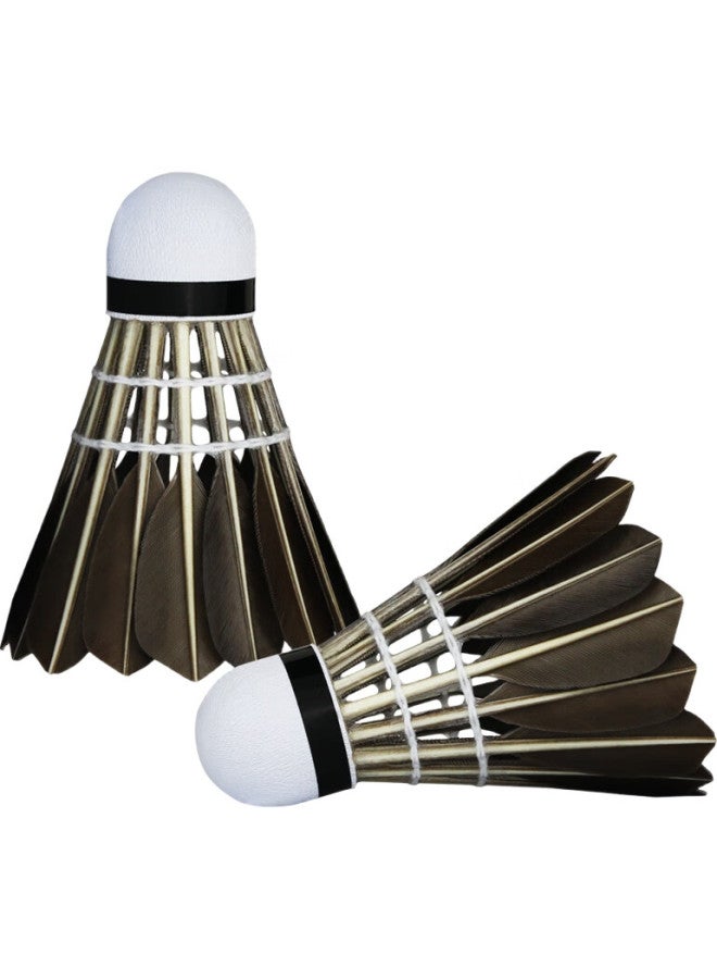 AMES Amusi Badminton Shuttlecocks, Durable Black Goose Feather, Competition Training, 1 Tube Of 12 Pieces - Image 1