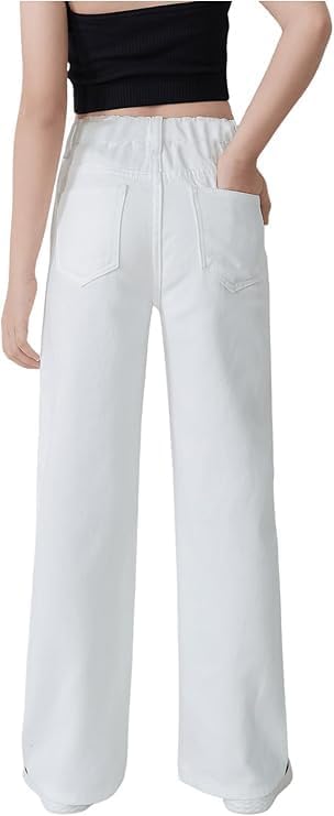 ADBUCKS Stretchable Denim Fabric High Rise Wide Leg Jeans for Girls II Girls Bootcut Jeans (in, Age, 6 Years, 7 Years, White) - Image 5
