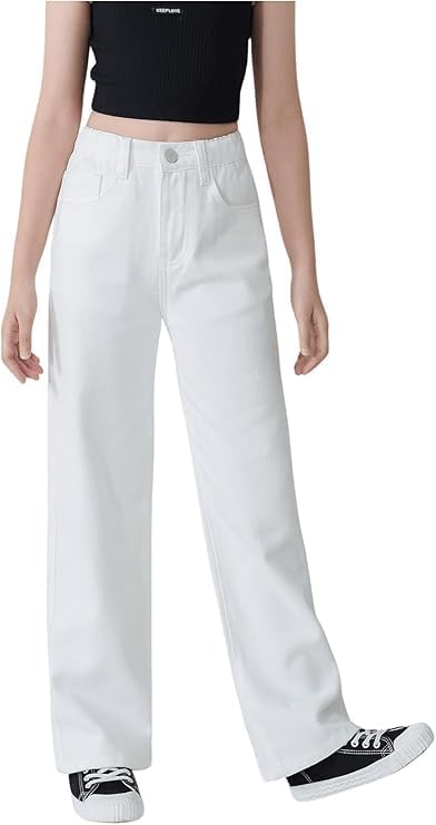 ADBUCKS Stretchable Denim Fabric High Rise Wide Leg Jeans for Girls II Girls Bootcut Jeans (in, Age, 6 Years, 7 Years, White) - Image 2