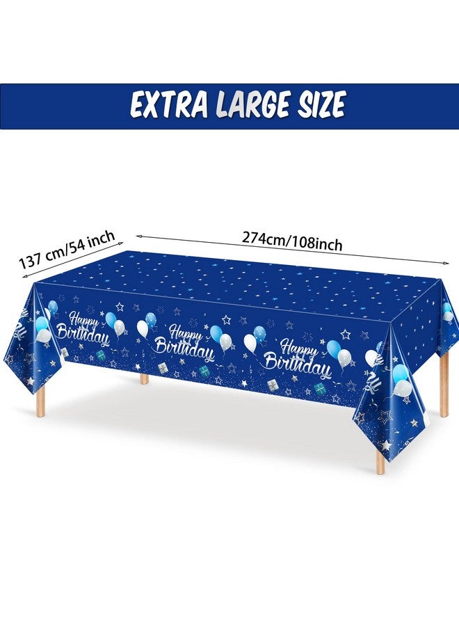 Tegeme Navy Blue Party Supplies Blue Stars Happy Birthday Tablecloths Blue Starry Confetti Table Covers For Kids Boys Girls Baby Shower Birthday Party Decorations (Navy Blue And Silver 3 Pack) - Image 2