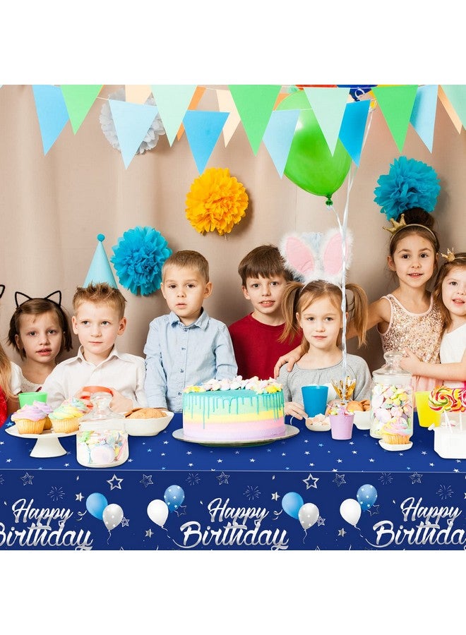 Tegeme Navy Blue Party Supplies Blue Stars Happy Birthday Tablecloths Blue Starry Confetti Table Covers For Kids Boys Girls Baby Shower Birthday Party Decorations (Navy Blue And Silver 3 Pack) - Image 5