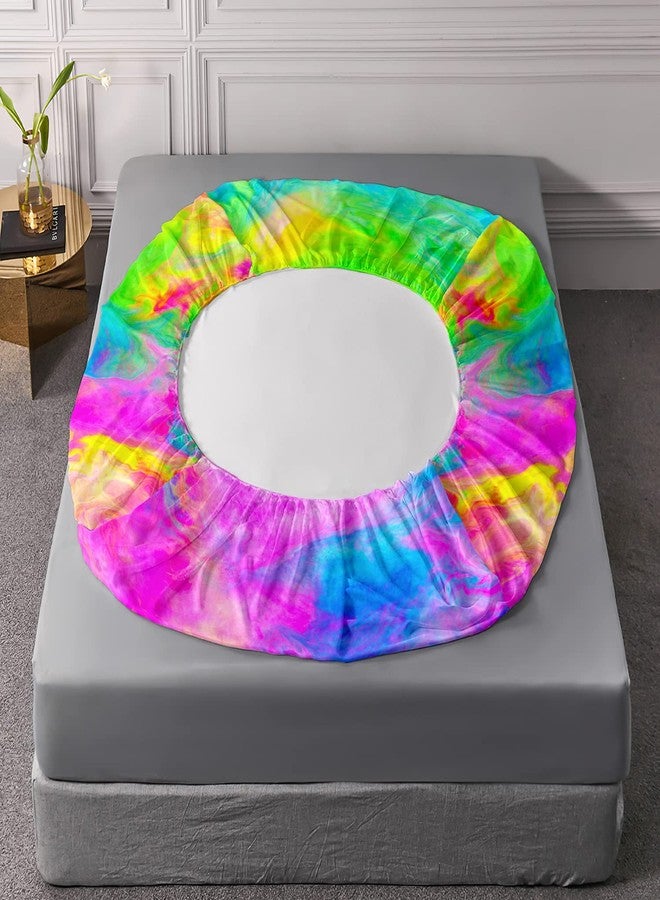 AILONEN Tie Dye Fitted Sheet Twin XL Size, Superior Colorful Hiphop Style Bed Sheets for Girls Teens Kids,Gypsy Bedroom Sheet Set,Bedding Decor Set,1 Fitted Sheet and 2 Pillow Case,3 Piece - Image 3