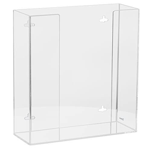 Kantek Wall Mounted Acrylic Glove Box Holder Dispenser, Double (2) Box Capacity, for Use in Food Service, Healthcare, Hospitals, Restaurants, 10.3" x 3.8" x 10.7", Clear - Image 1