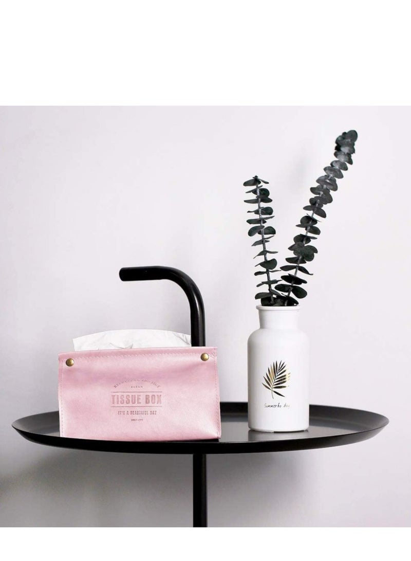 Excefore Tissue Box Holder, Decorative PU Leather Cover Rectangular Facial Paper Case for House Living Room, Bedroom, Office, Kitchen, Bathroom, Car Holder(Pink) - Image 4