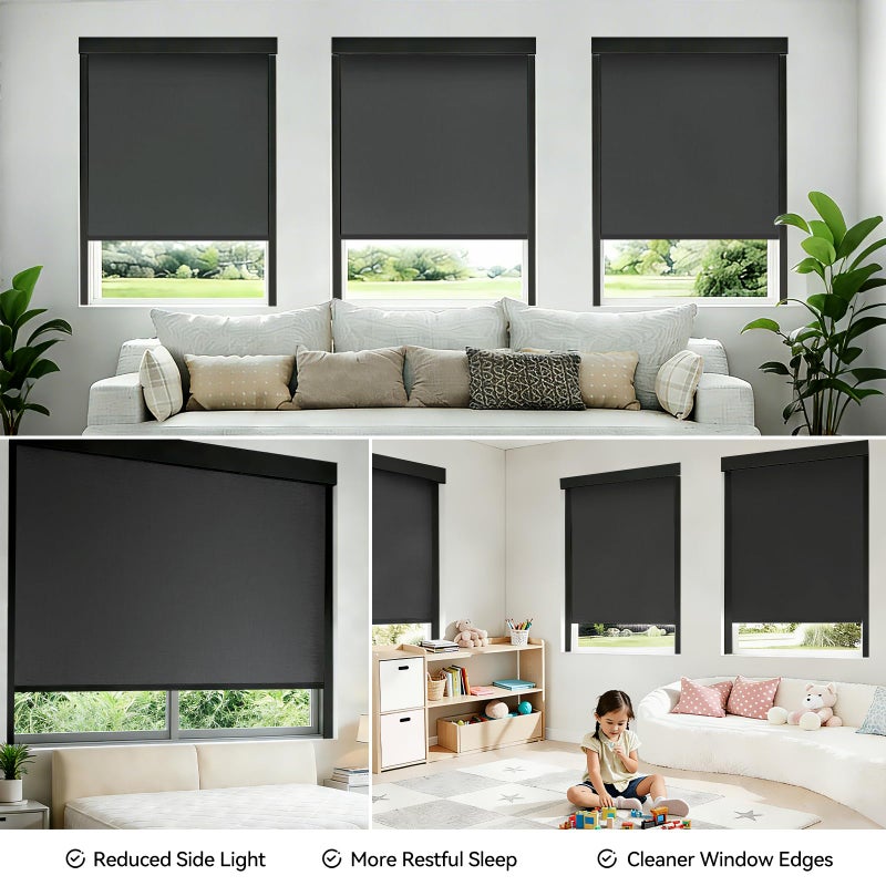 ZSTARR U Channel Aluminium Alloy Light Blocking Strips for Roller Blinds Light Gap Blockers Window Shades Side Rail Tracks Bedroom Sleep Nursery (Black,58",2Pcs) - Image 4