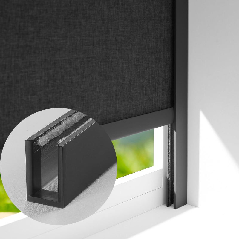 ZSTARR U Channel Aluminium Alloy Light Blocking Strips for Roller Blinds Light Gap Blockers Window Shades Side Rail Tracks Bedroom Sleep Nursery (Black,58",2Pcs) - Image 1