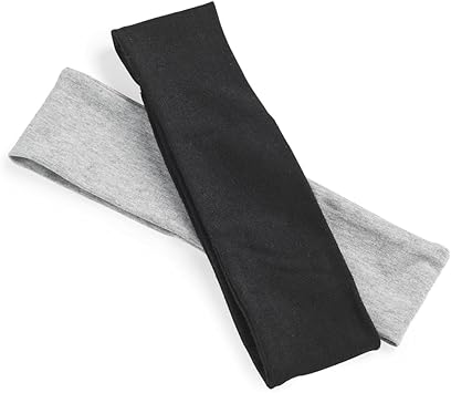 Manicare Hair Bands Pack Of 2 Wide Stretchy Headbands One Black And One Grey Holds Hair Back For Makeup Yoga Gym Running Breathable Suitable For All Hair Types And Lengths - Image 1