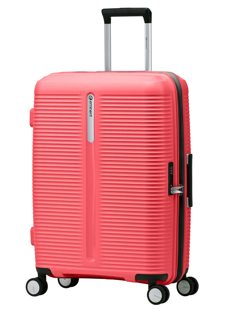 eminent Hard Case Checked Luggage Bag 24 inch Unisex PP Luggage Trolley Expandable 4 Double Spinner Medium Travel Suitcase with TSA Lock and Safe Zippers, B0013, Sugar Coral