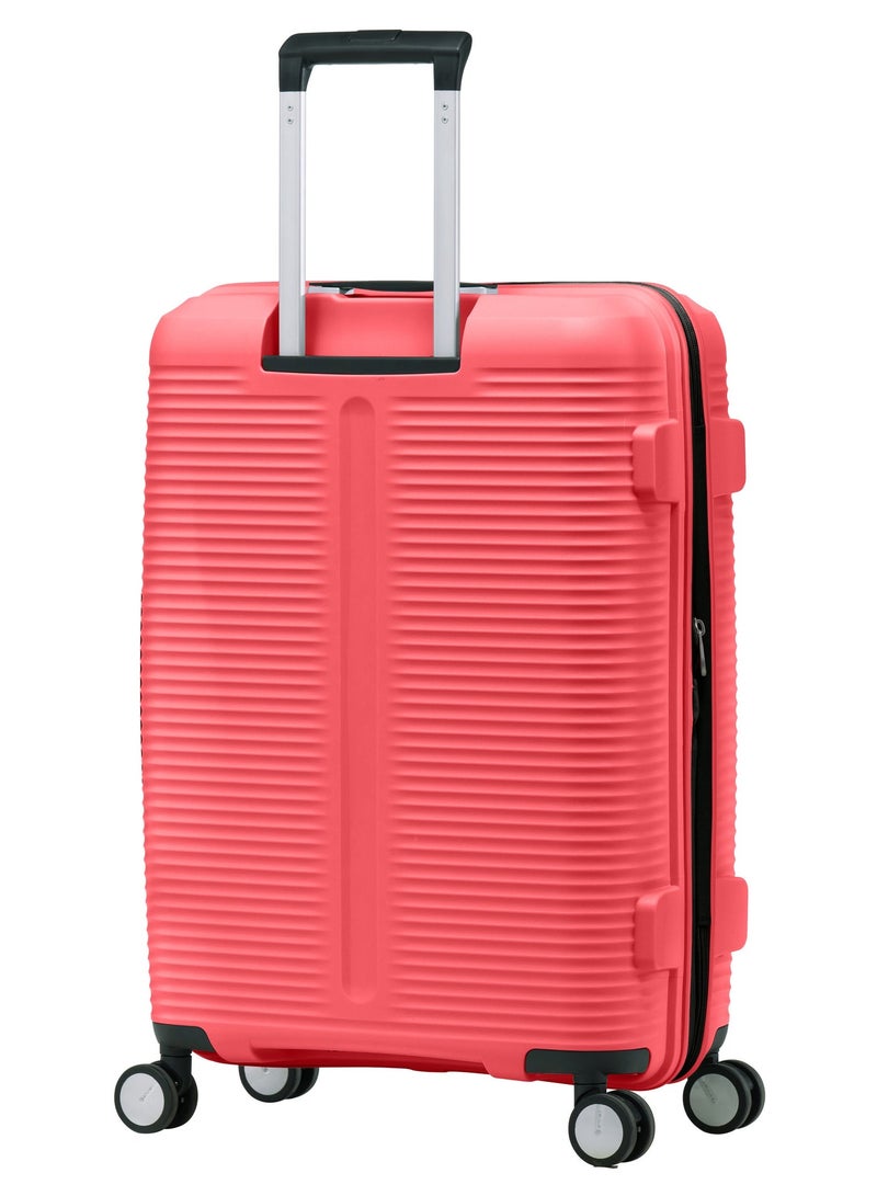 eminent Hard Case Checked Luggage Bag 24 inch Unisex PP Luggage Trolley Expandable 4 Double Spinner Medium Travel Suitcase with TSA Lock and Safe Zippers, B0013, Sugar Coral - Image 3