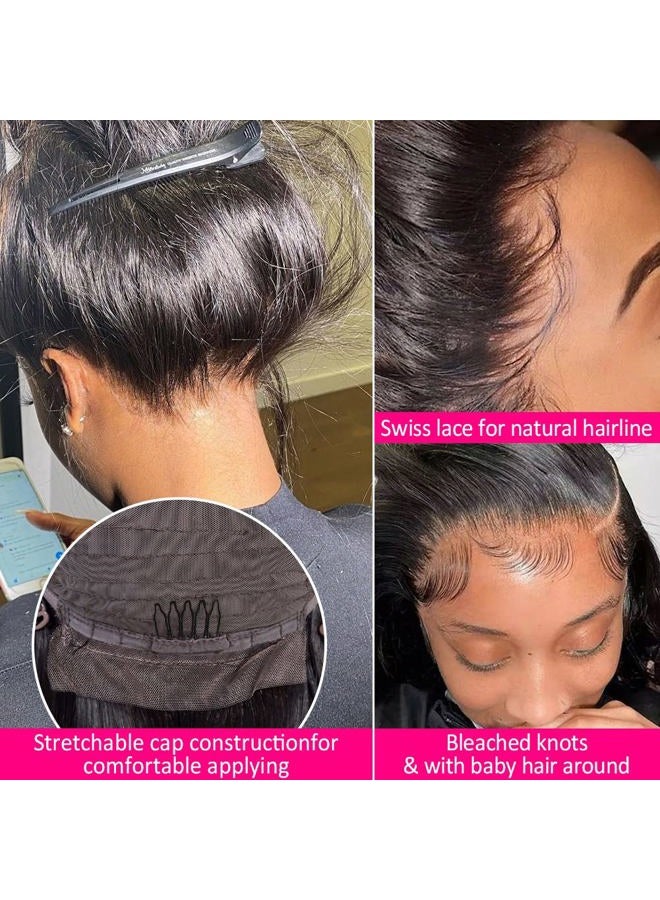 Subella 13x5 Lace Front Wigs Human Hair Pre Plucked with Baby Hair Bleached Knots 12A 180% Density Brazilian Straight Lace Front Human Hair Wigs for Black Women (18inch) - Image 3