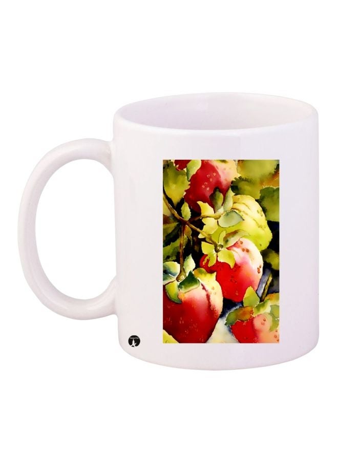 RYN Fruits Printed Coffee Mug White/Green/Red 11ounce