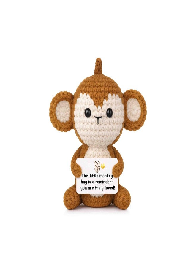 SiplyHaven Graduation Gifts Positive Monkey Crochet Monkey Stuffed Animal Emotional Support Crochet Monkeys Plush Birthday Gifts for Women Men Daughter Son Friends Brown - Image 1