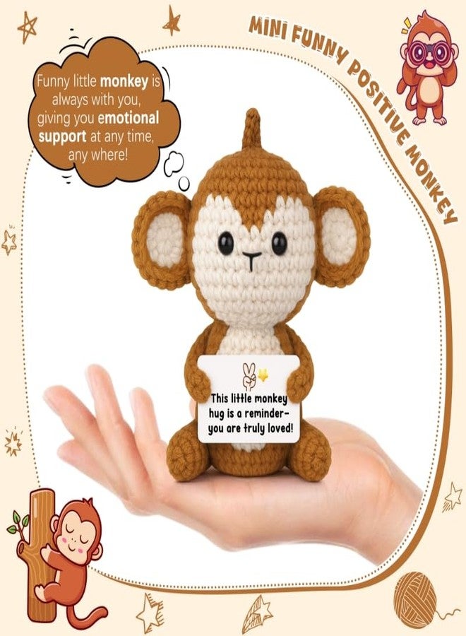 SiplyHaven Graduation Gifts Positive Monkey Crochet Monkey Stuffed Animal Emotional Support Crochet Monkeys Plush Birthday Gifts for Women Men Daughter Son Friends Brown - Image 4