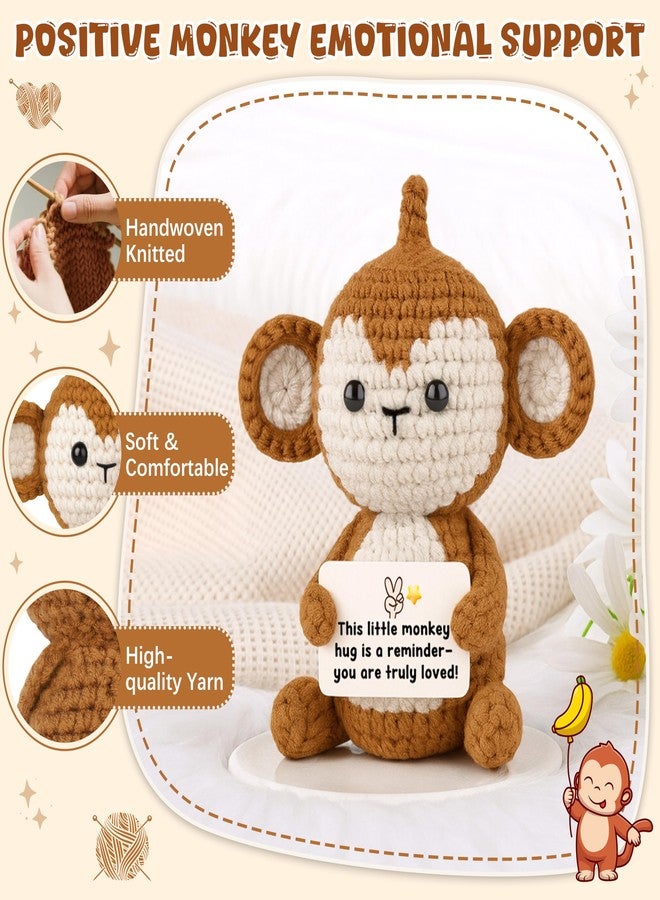 SiplyHaven Graduation Gifts Positive Monkey Crochet Monkey Stuffed Animal Emotional Support Crochet Monkeys Plush Birthday Gifts for Women Men Daughter Son Friends Brown - Image 3