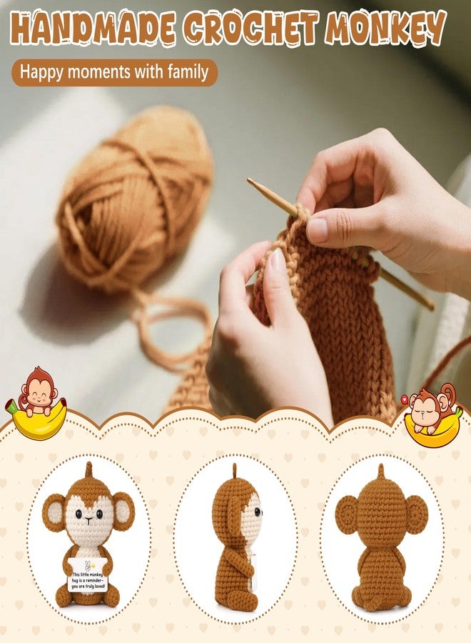 SiplyHaven Graduation Gifts Positive Monkey Crochet Monkey Stuffed Animal Emotional Support Crochet Monkeys Plush Birthday Gifts for Women Men Daughter Son Friends Brown - Image 2