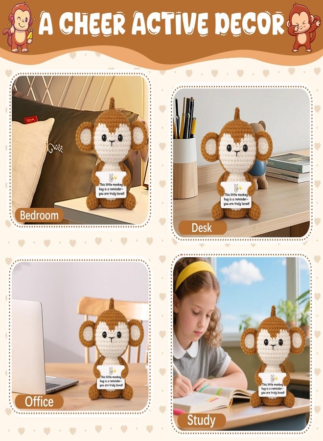 SiplyHaven Graduation Gifts Positive Monkey Crochet Monkey Stuffed Animal Emotional Support Crochet Monkeys Plush Birthday Gifts for Women Men Daughter Son Friends Brown - Image 5
