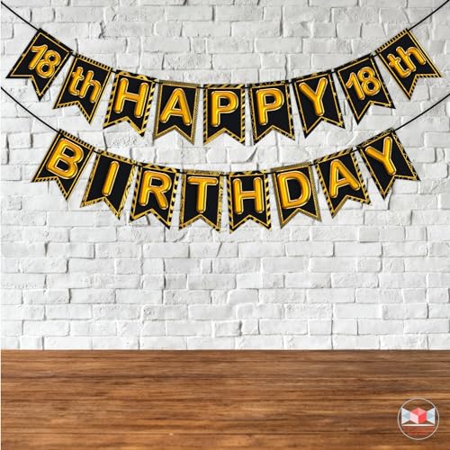 WOBBOX 18th Birthday Photo Booth Party Props Black & Golden with 18th Birthday Bunting Banner, Birthday Party Decoration, Birthday Party Item, Birthday Party Props, (Model: WOBOX1809) - Image 4