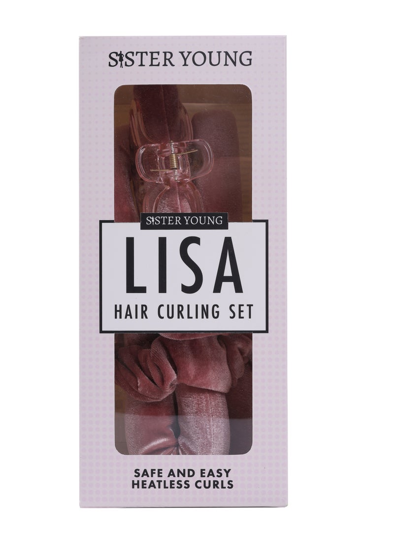 Sister Young - Sister Young LISA Hair Roller - Heatless Curling Set for Effortless, Frizz-Free Waves & Curls | Comfortable Overnight Sleep-In Hair Curlers | Includes 2 Scrunchies & Hair Clip (Pink, One size) - Image 1