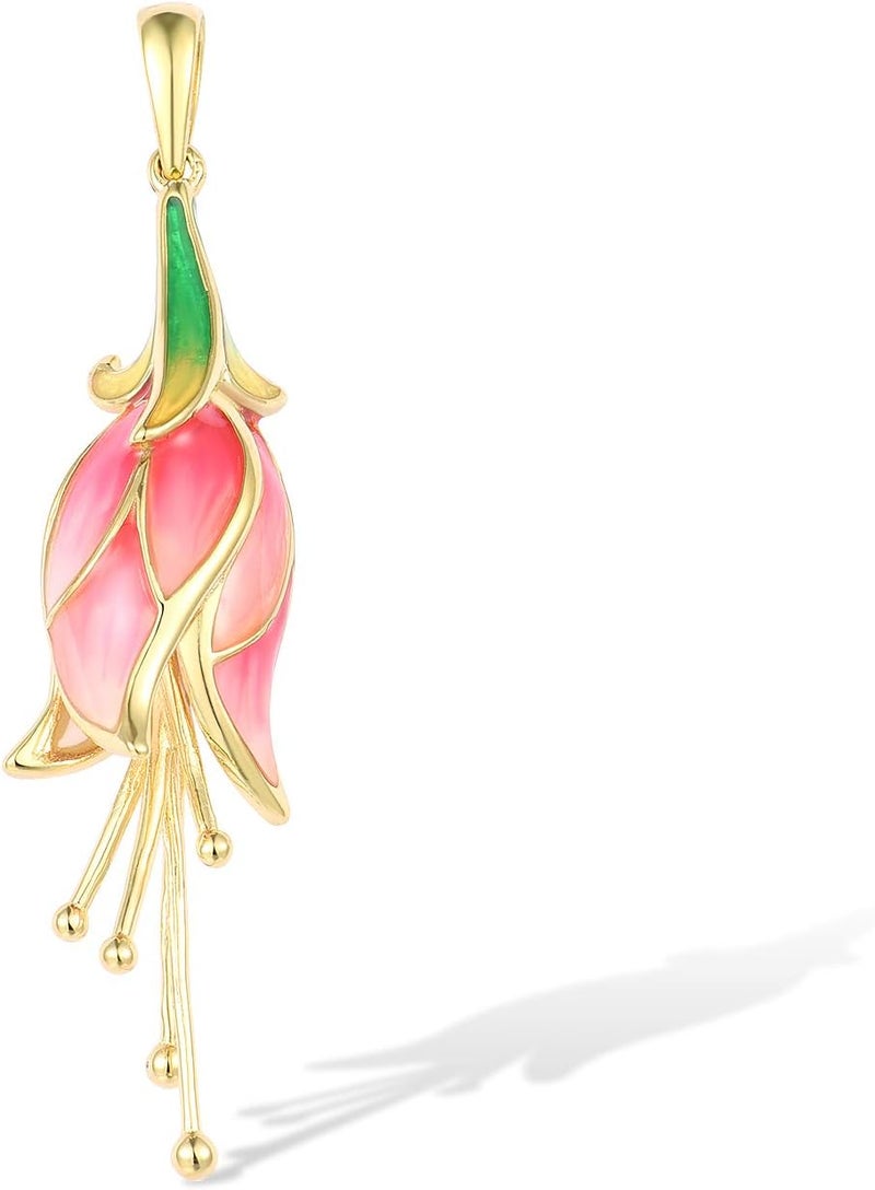 Santuzza 925 Sterling Silver Handmade Enamel Flower Pendant for Women - Image 1