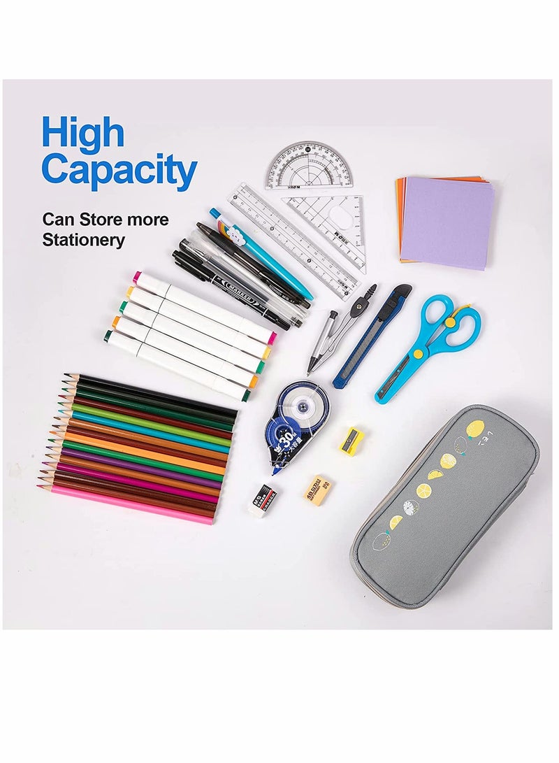 Pencil Case, Pencil Pouch Durable, Pencil Bag for Boys Girls Kids, Big Capacity Pen Marker Holder Pouch Box, Cute Pen Holder Pencil Box Organizer, for School Office (Gray) - Image 2