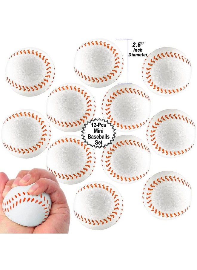 Anapoliz - Mini Sports Balls For Kids Party Favor Toy Soccer Ball Basketball Football Baseball (12 Pack) Squeeze Foam For Stress Anxiety Relief Relaxation. (12 Pack (Baseballs)) - Image 1