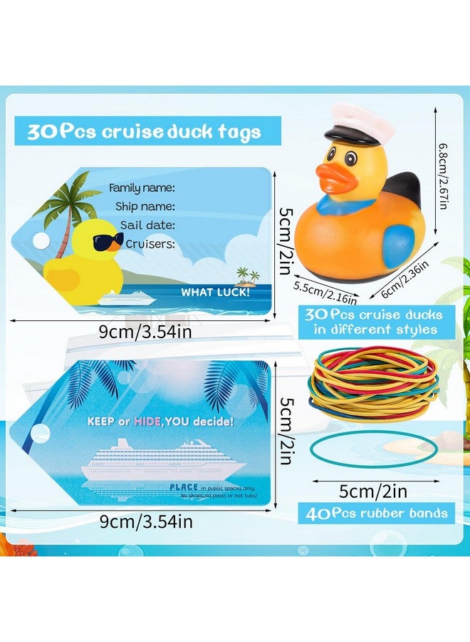 Prudiut 100 Pcs Cruise Ducks Tags Kits Includes 30 Pcs Cruising Ducks with 30 Pcs Cruise Duck Tags and 40 Pcs Rubber Bands Random Assorted Rubber Ducks for Cruise Ship Hiding Ducks - Image 2