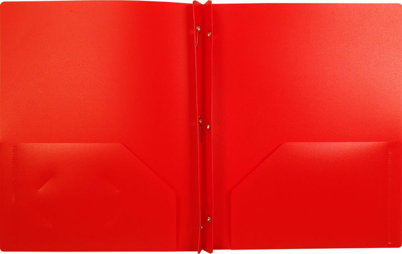 Lion 2-Pocket Plastic Folder with Fasteners, 1 Folder, Red (92310-RD) - Image 2