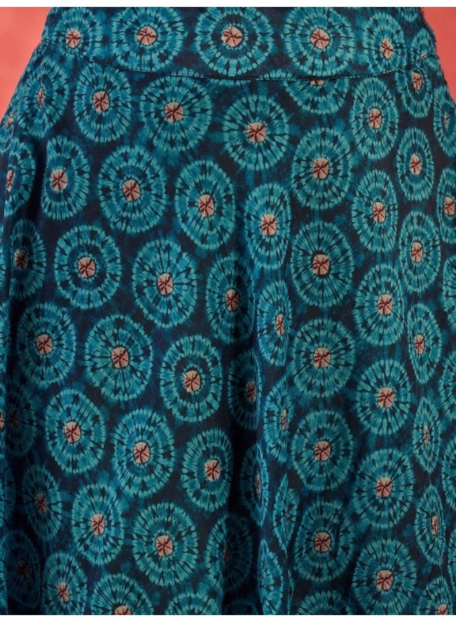 AKS Blue Digital Printed Organza Lehenga Choli Set  - Image 3