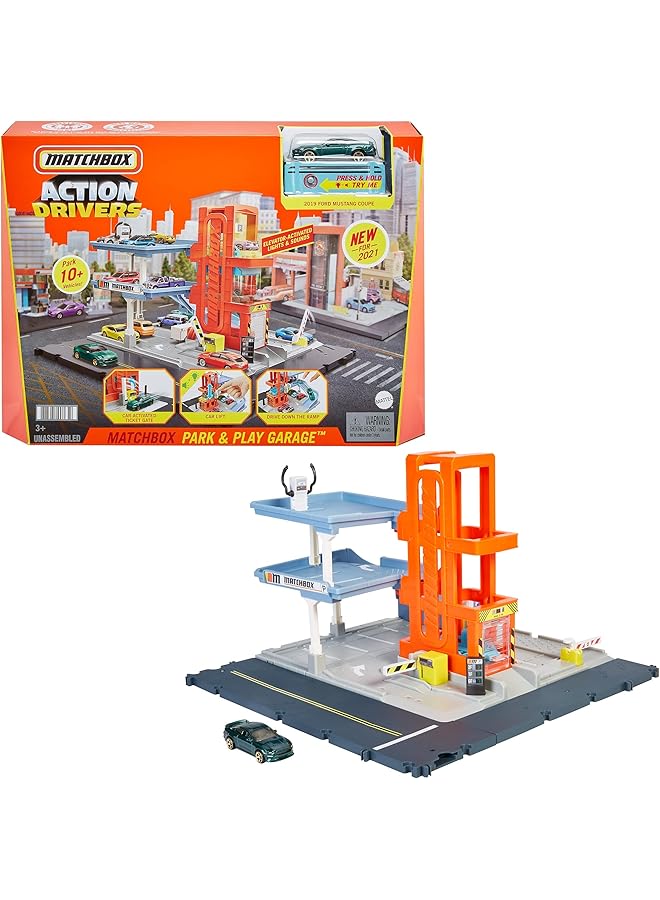 ماتش بوكس مجموعة ألعاب أكشن درايرز بارك آند بلاي جراج مع سيارة واحدة - Image 1