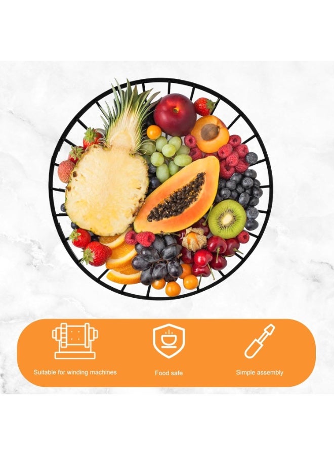 Happy Home Round Black Metal Wire Fruit Bowl with Wooden Base for Storing Fruits, Vegetables, Snacks and More (25cm) - Image 4