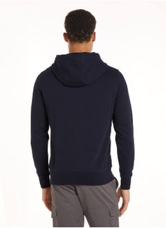 TOMMY HILFIGER Men's Logo Hoodie, Blue - Cotton  - Image 3