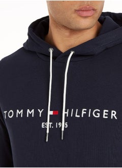 TOMMY HILFIGER Men's Logo Hoodie, Blue - Cotton  - Image 4
